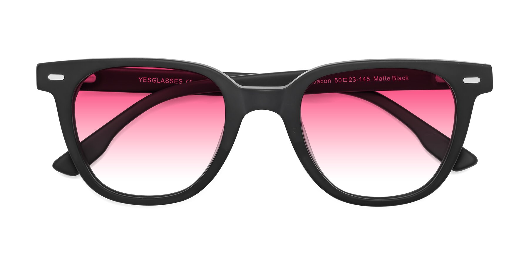 Folded Front of Beacon in Matte Black with Pink Gradient Lenses
