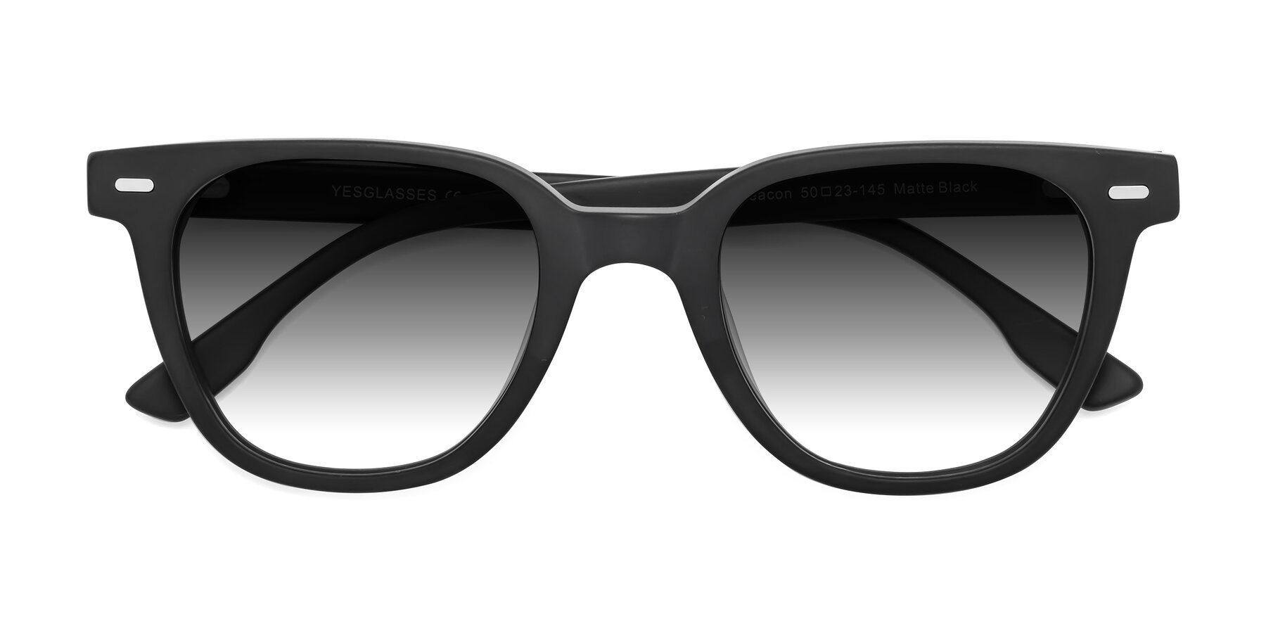 Folded Front of Beacon in Matte Black with Gray Gradient Lenses