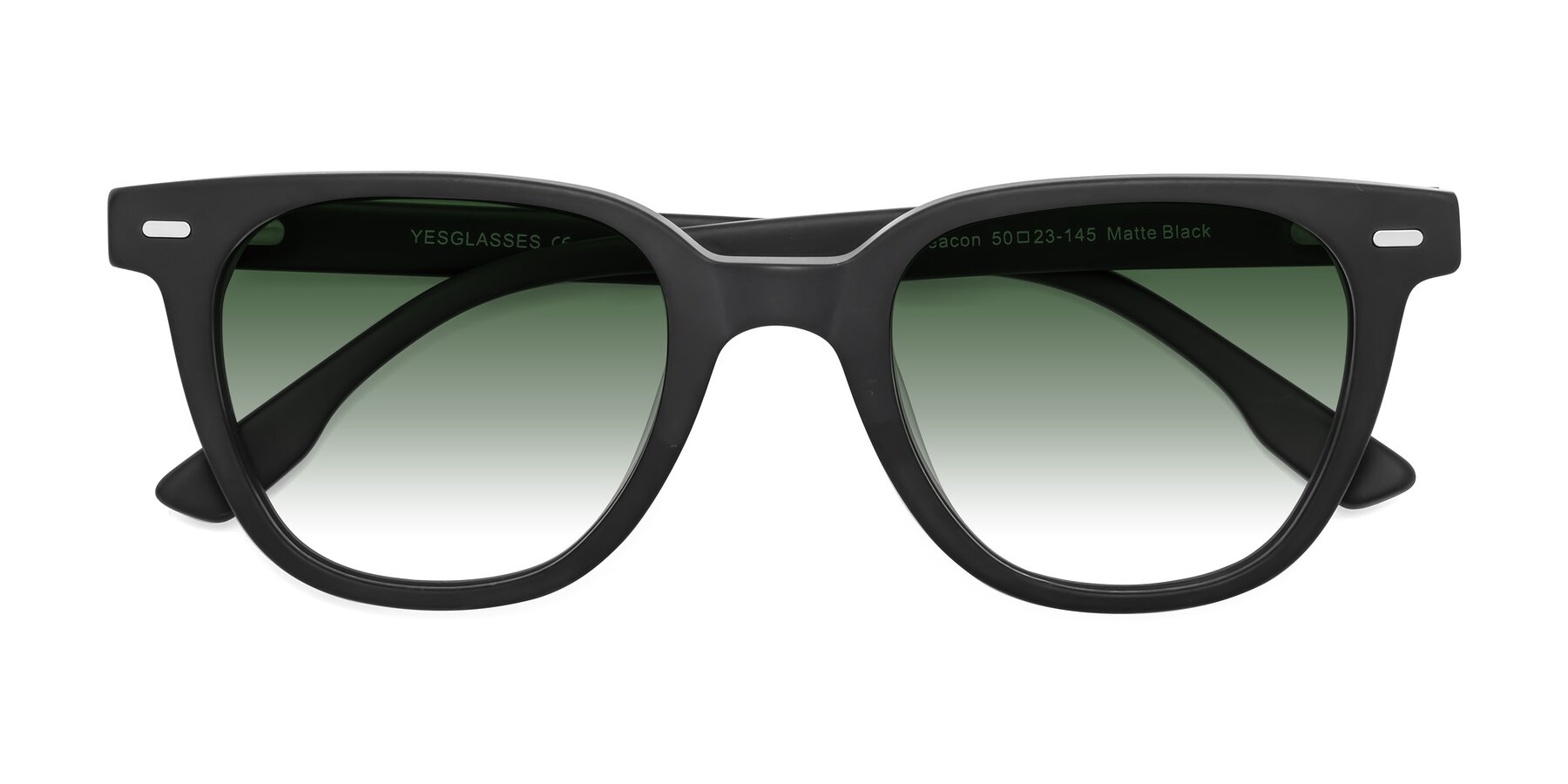 Folded Front of Beacon in Matte Black with Green Gradient Lenses