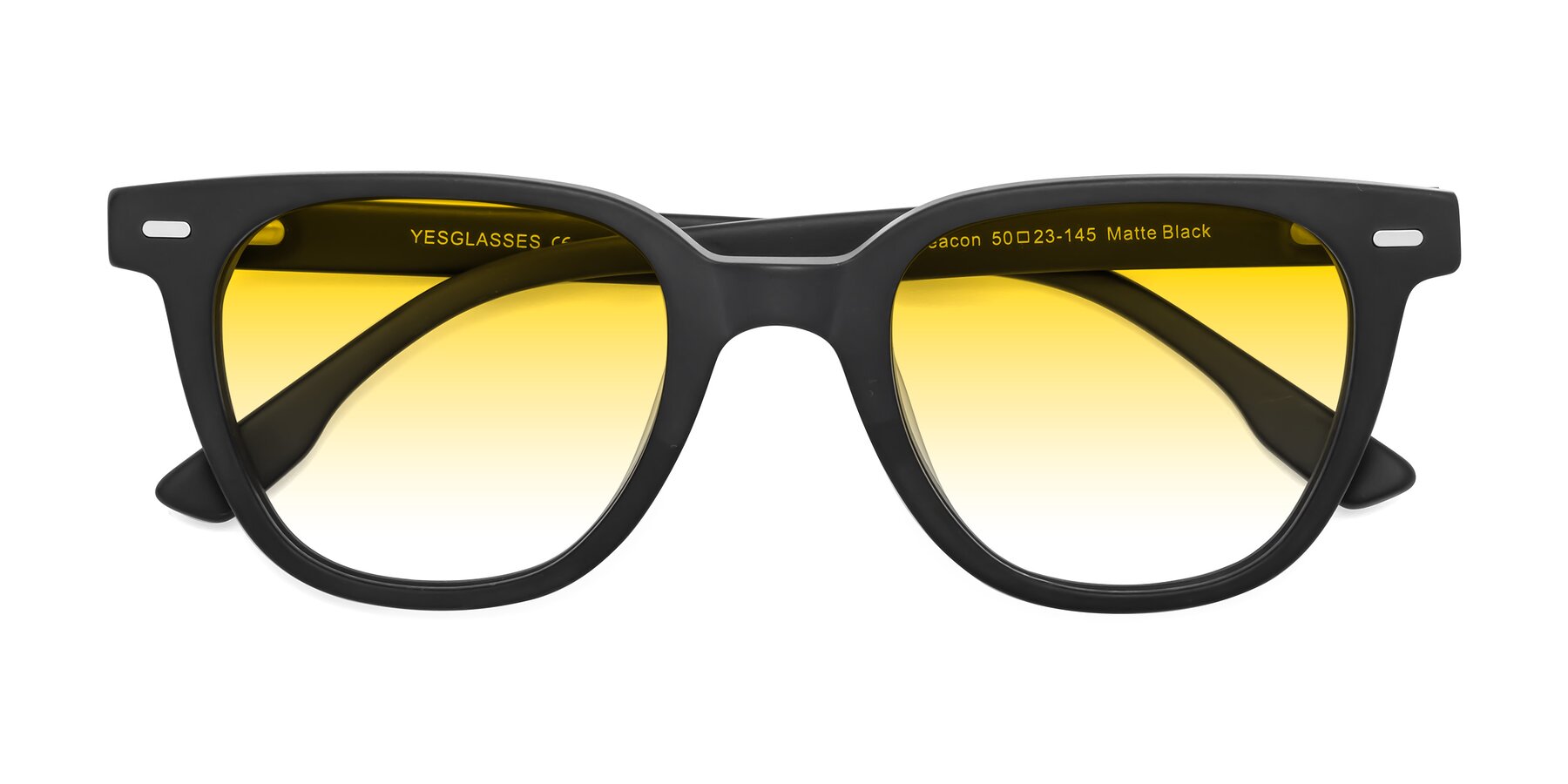 Folded Front of Beacon in Matte Black with Yellow Gradient Lenses