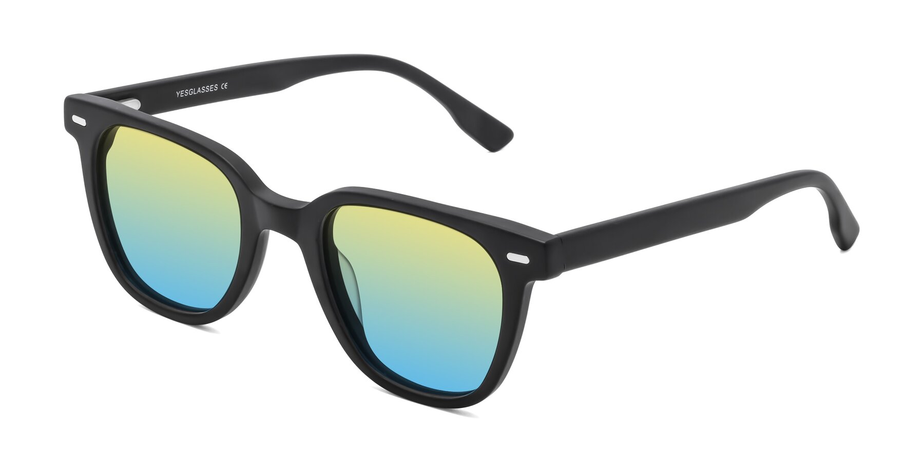 Angle of Beacon in Matte Black with Yellow / Blue Gradient Lenses