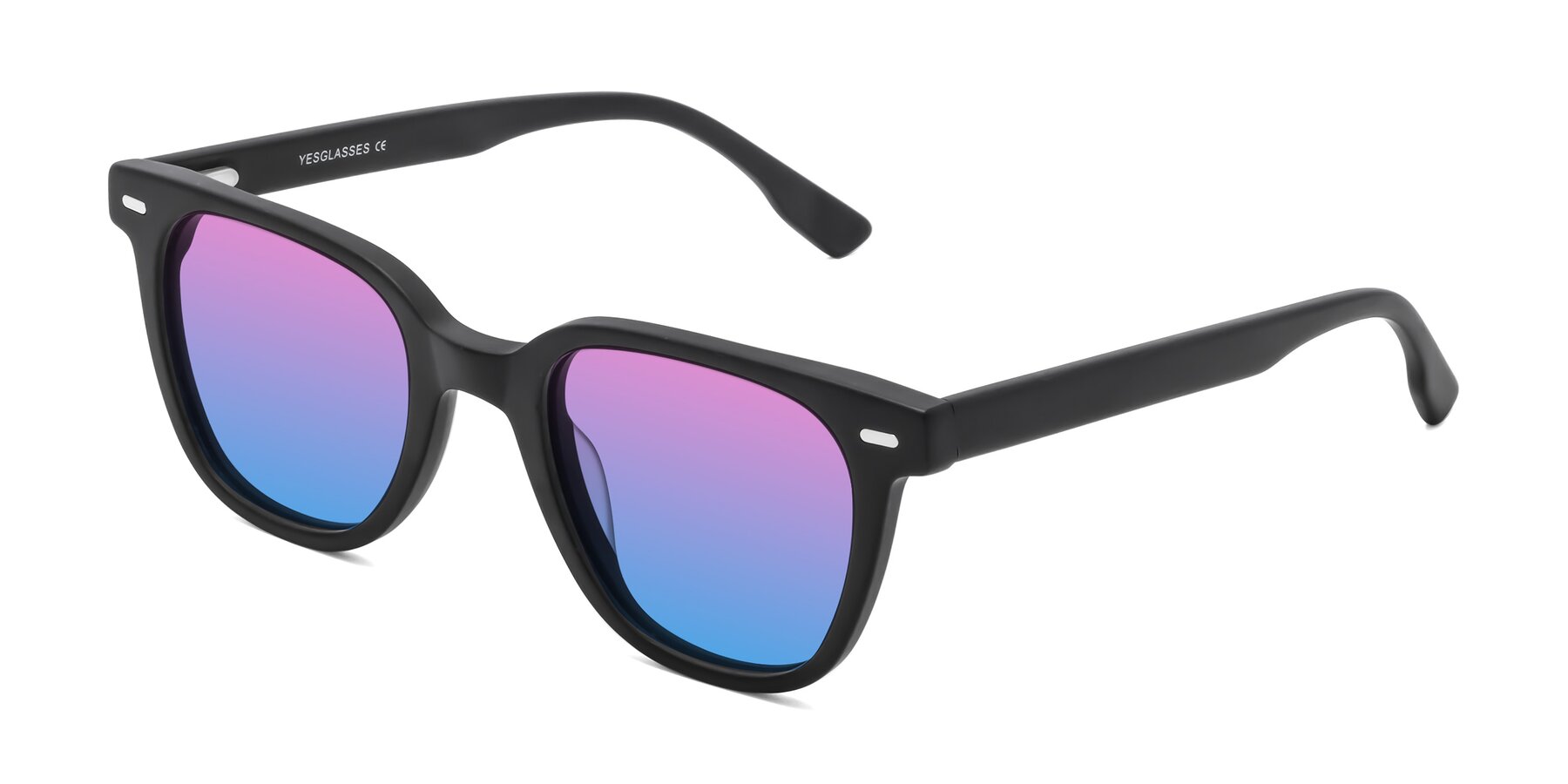 Angle of Beacon in Matte Black with Pink / Blue Gradient Lenses