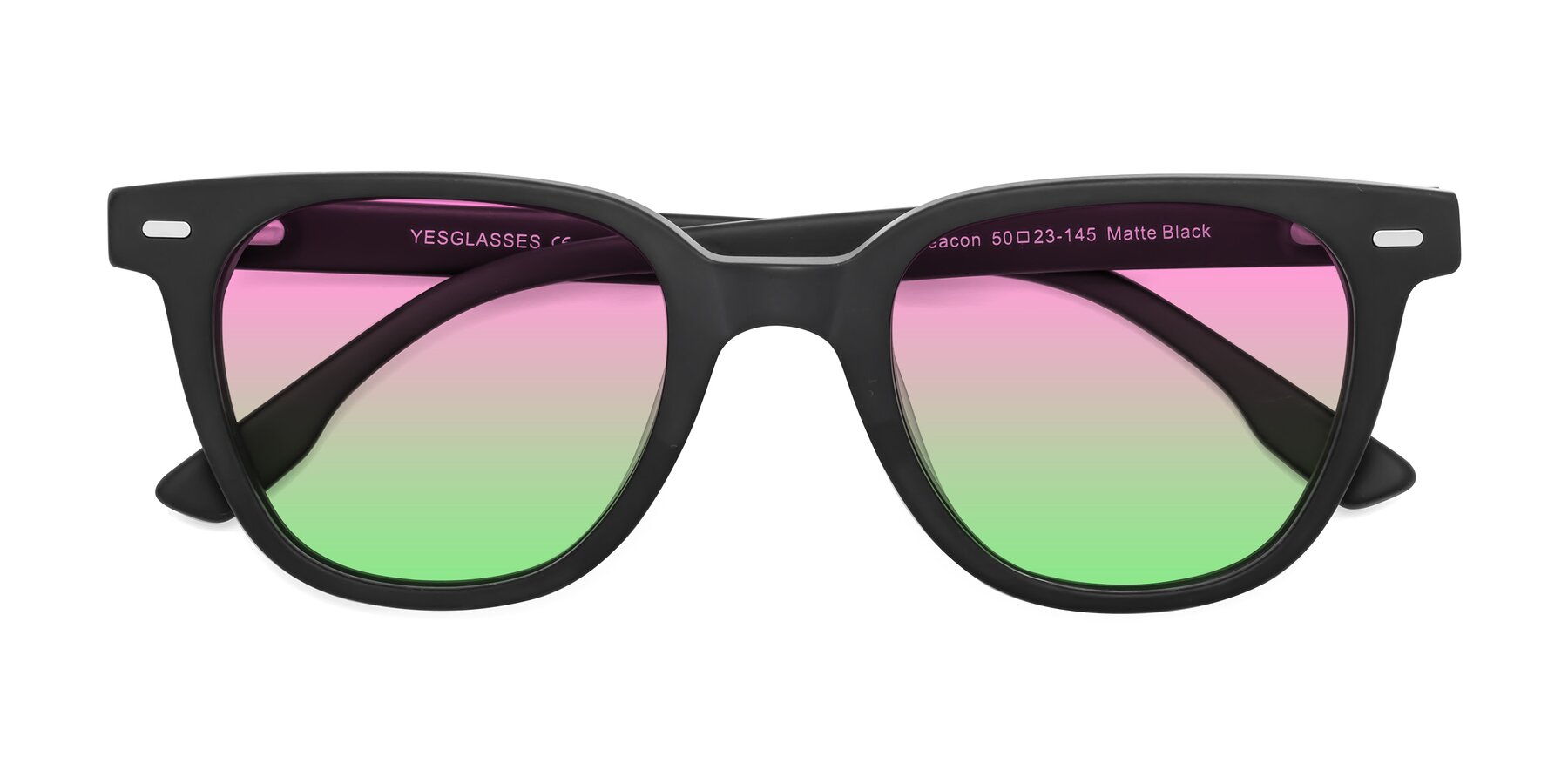 Folded Front of Beacon in Matte Black with Pink / Green Gradient Lenses