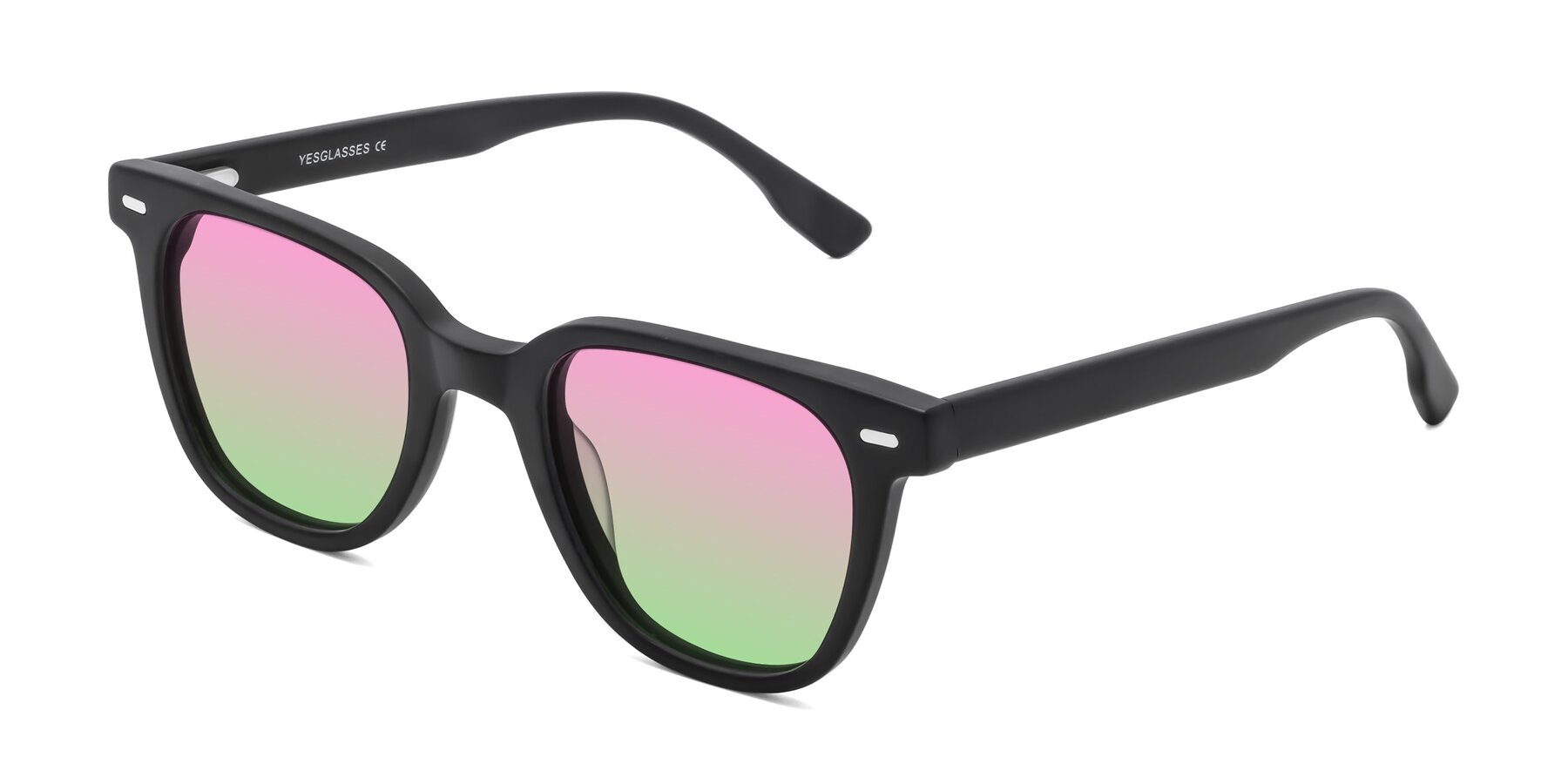 Angle of Beacon in Matte Black with Pink / Green Gradient Lenses