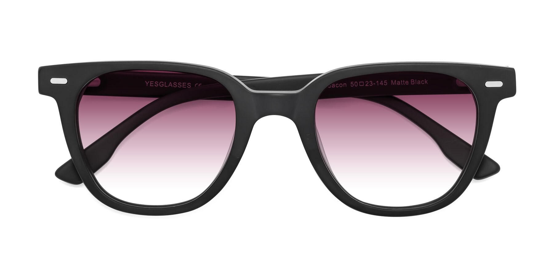 Folded Front of Beacon in Matte Black with Wine Gradient Lenses