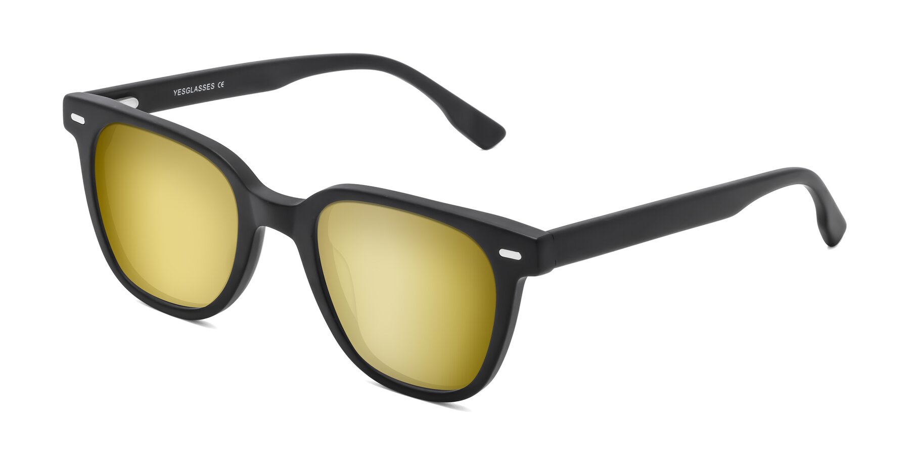 Angle of Beacon in Matte Black with Gold Mirrored Lenses