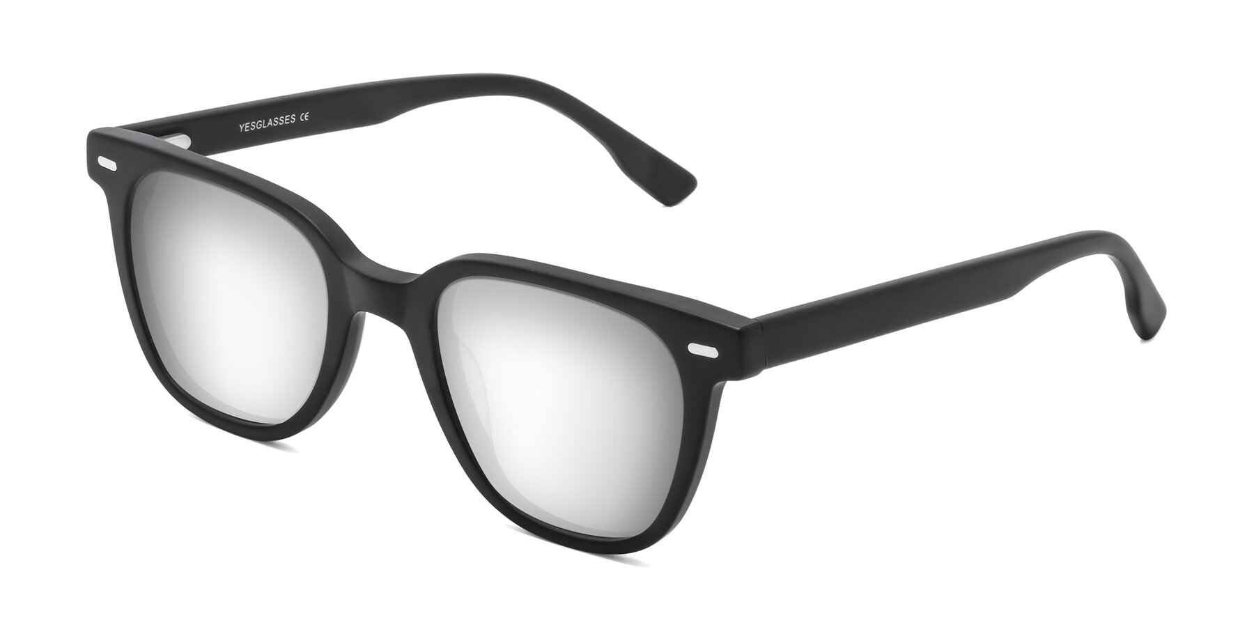 Angle of Beacon in Matte Black with Silver Mirrored Lenses