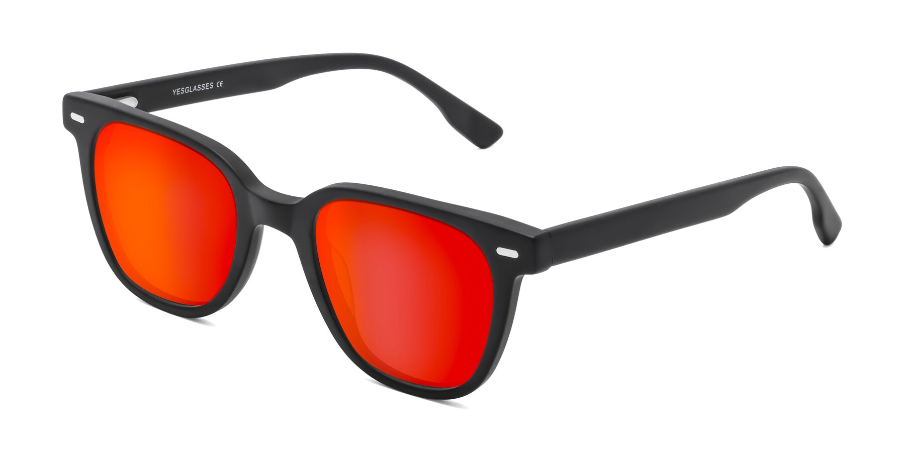 Angle of Beacon in Matte Black with Red Gold Mirrored Lenses