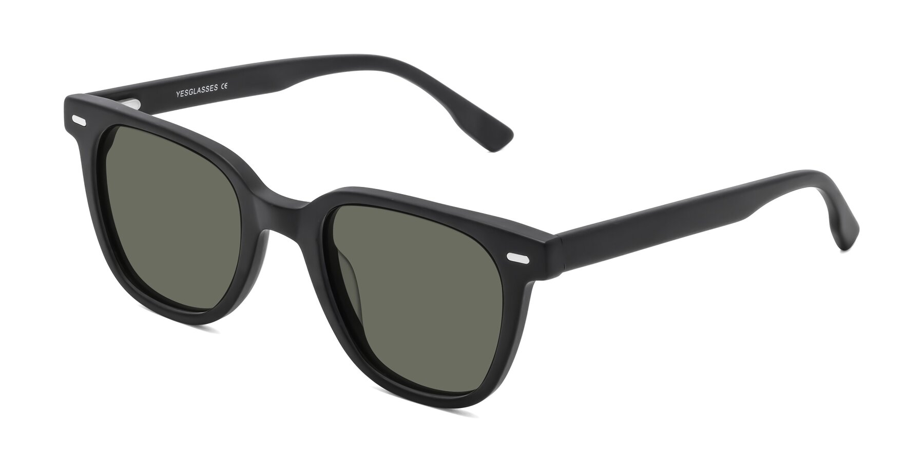 Angle of Beacon in Matte Black with Gray Polarized Lenses