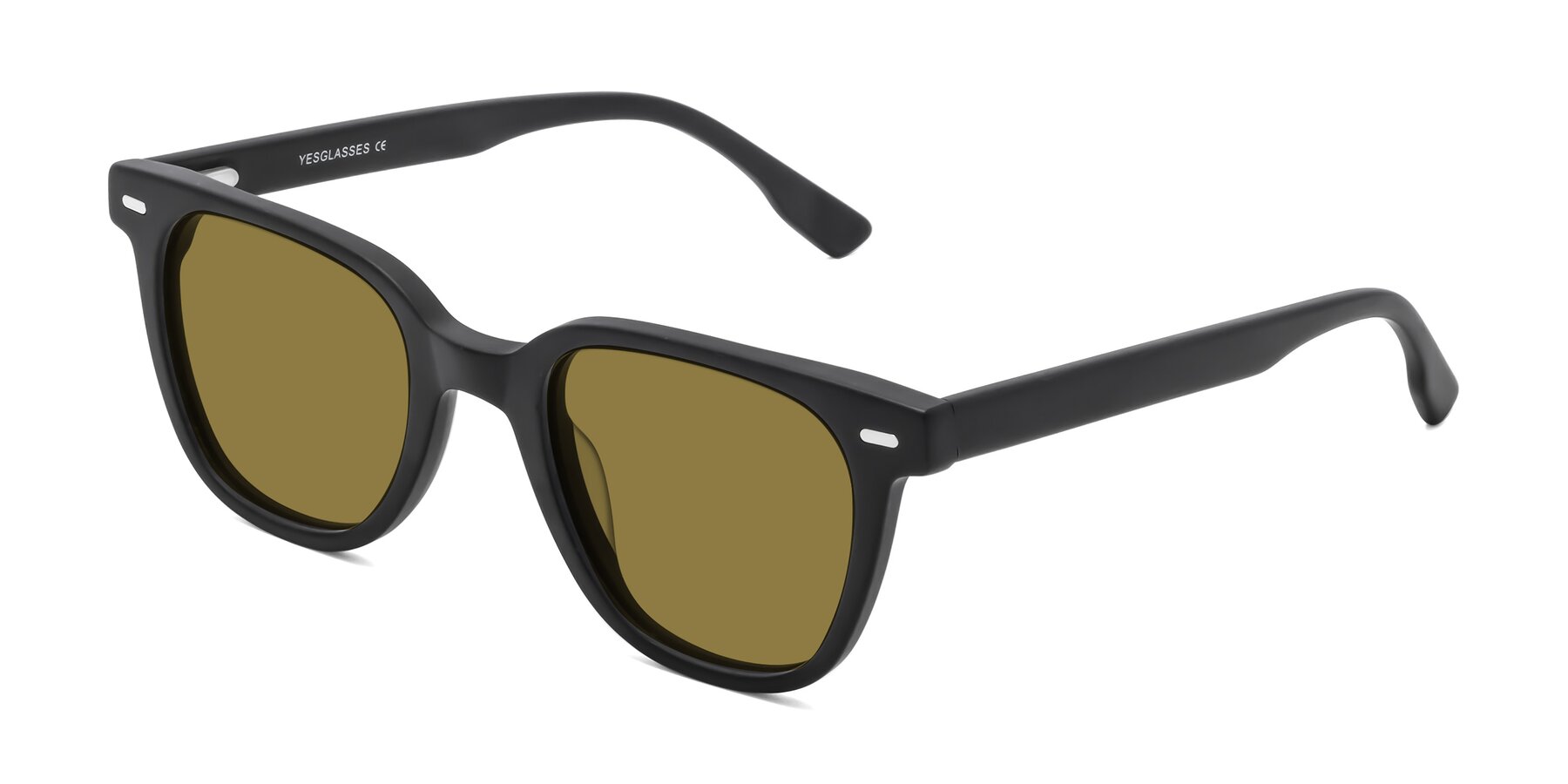 Angle of Beacon in Matte Black with Brown Polarized Lenses