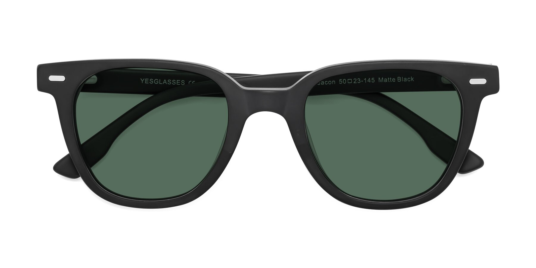 Folded Front of Beacon in Matte Black with Green Polarized Lenses