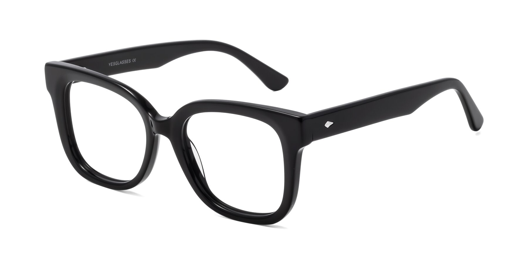 Angle of Bourbon in Black with Clear Eyeglass Lenses