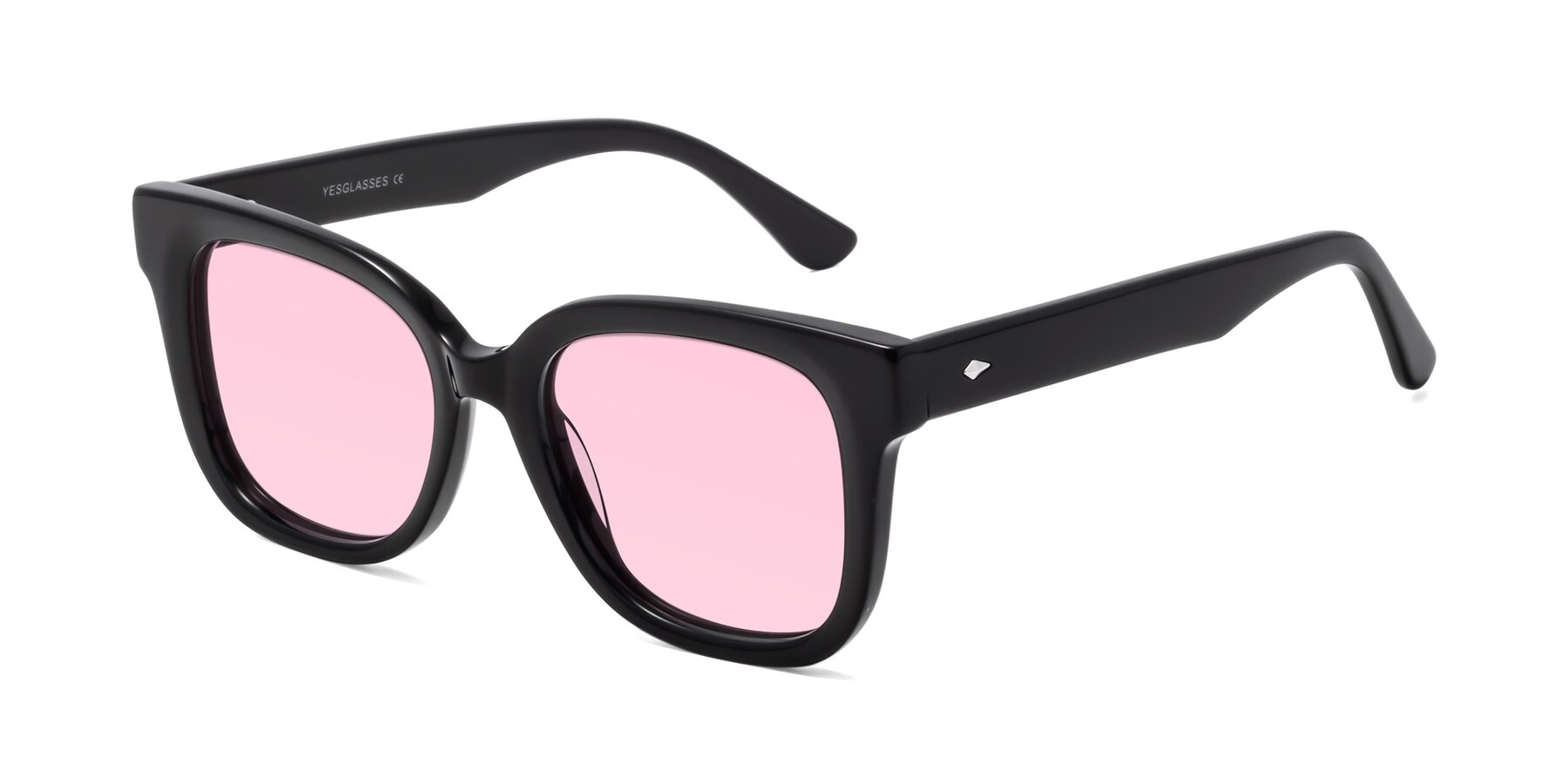 Angle of Bourbon in Black with Light Pink Tinted Lenses