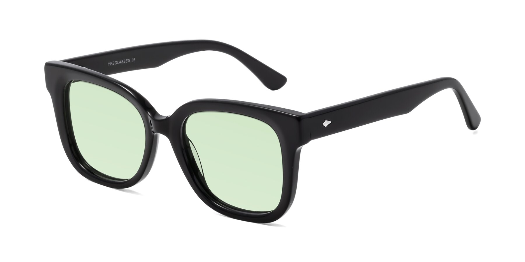 Angle of Bourbon in Black with Light Green Tinted Lenses