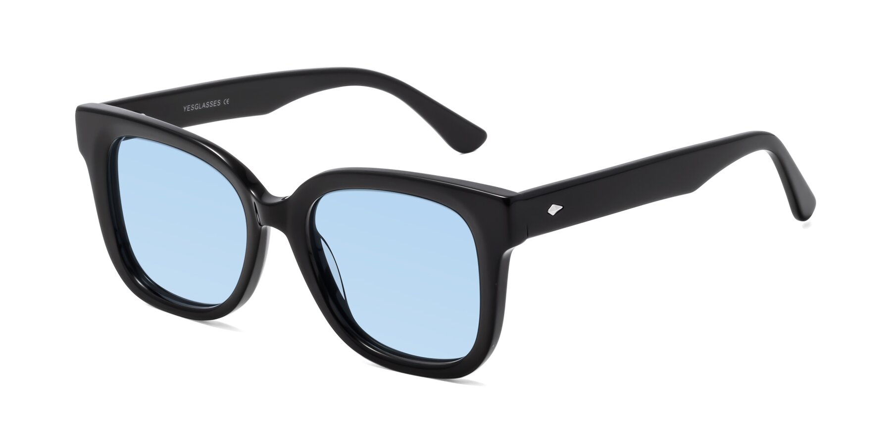 Angle of Bourbon in Black with Light Blue Tinted Lenses
