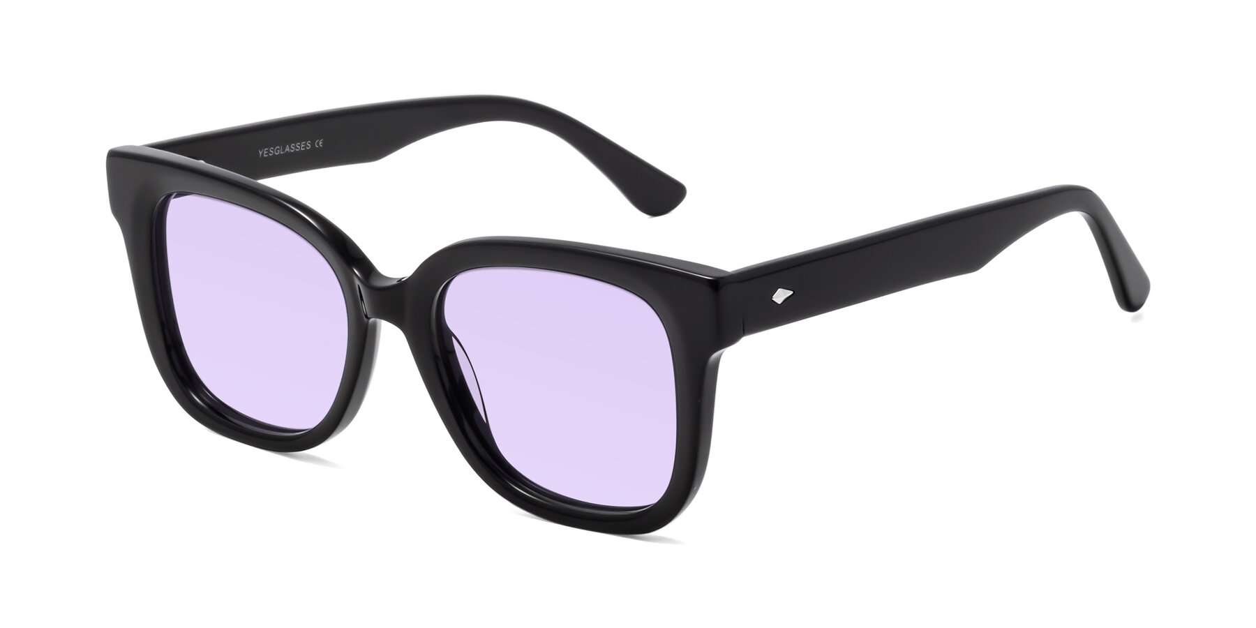 Angle of Bourbon in Black with Light Purple Tinted Lenses