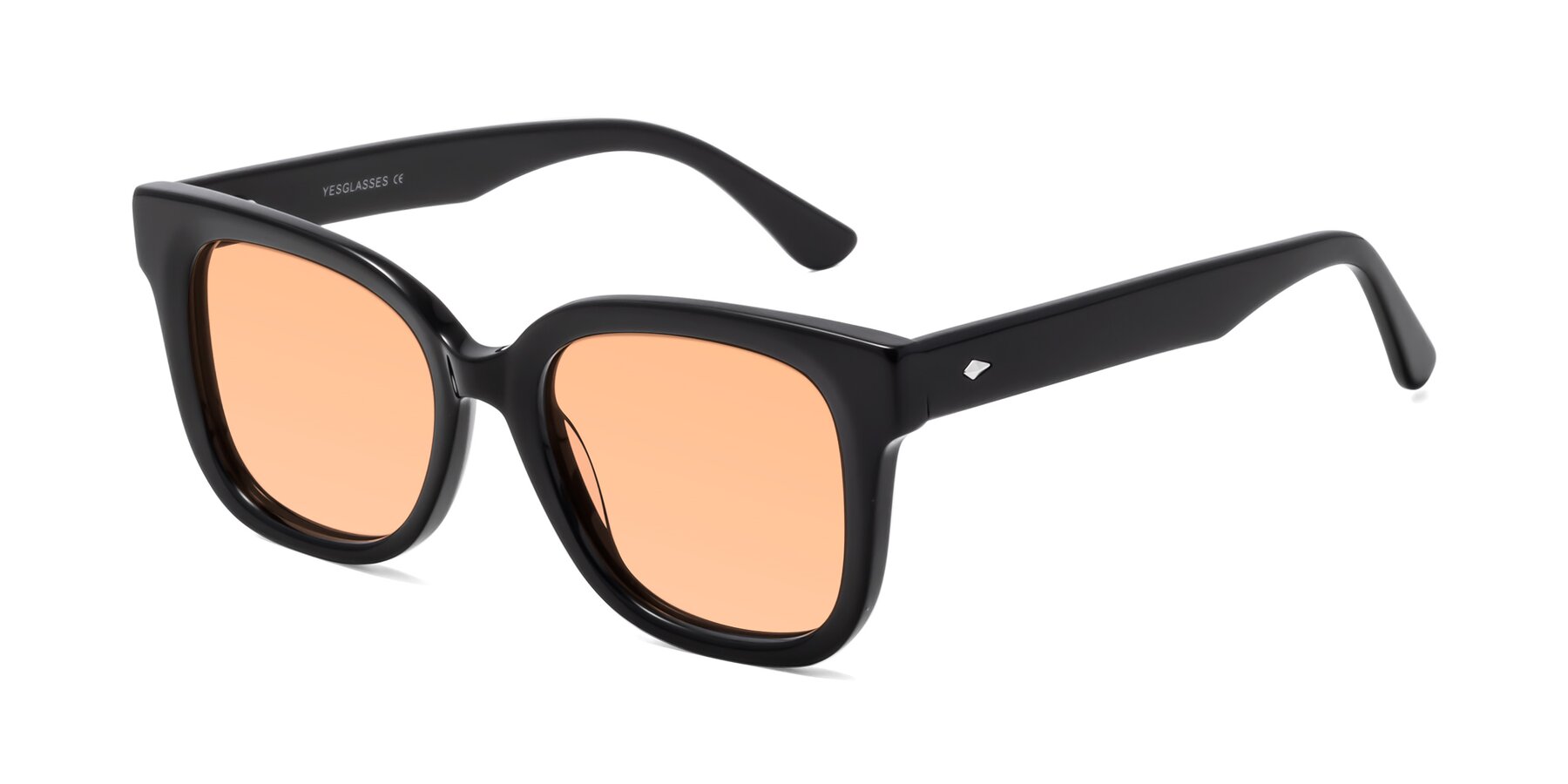Angle of Bourbon in Black with Light Orange Tinted Lenses