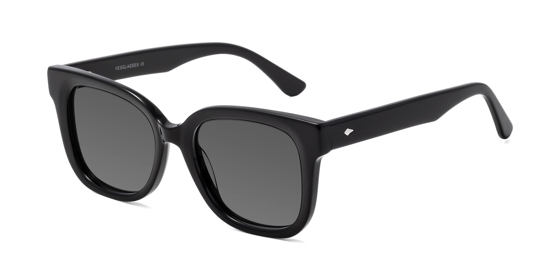 Angle of Bourbon in Black with Medium Gray Tinted Lenses