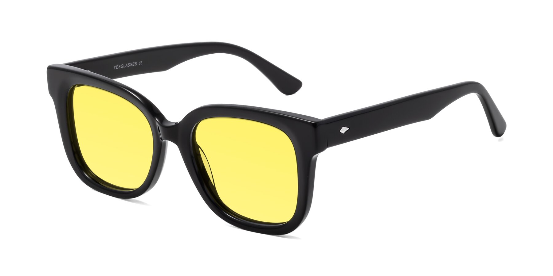 Angle of Bourbon in Black with Medium Yellow Tinted Lenses