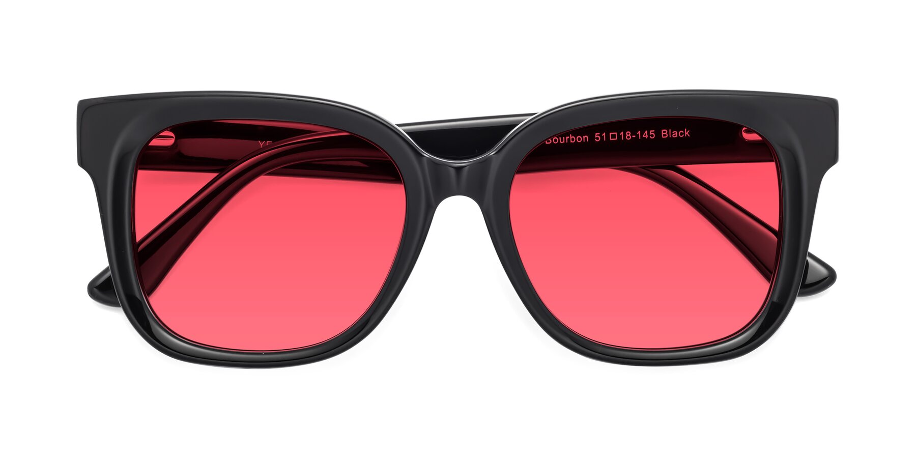 Folded Front of Bourbon in Black with Red Tinted Lenses