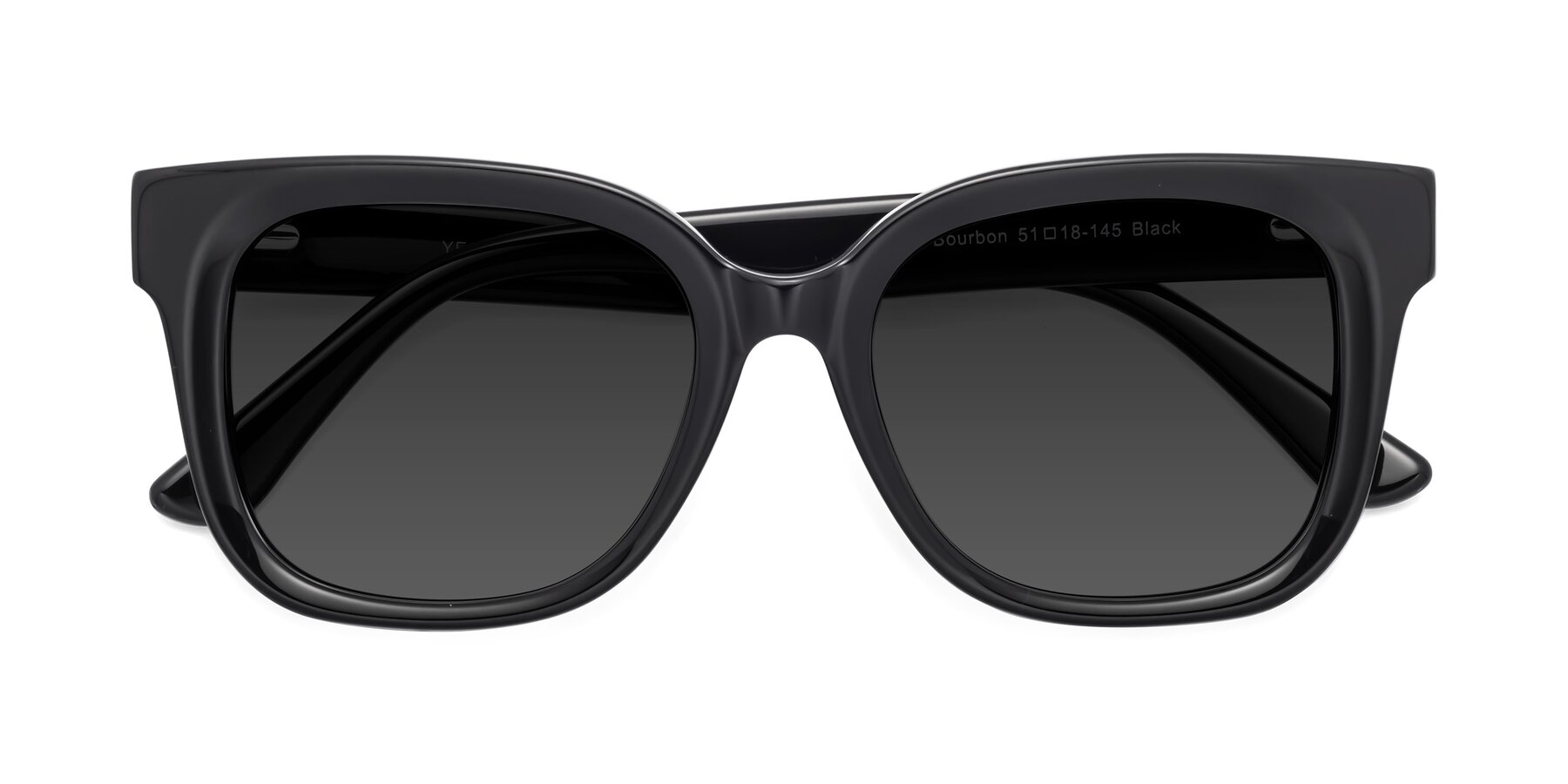 Folded Front of Bourbon in Black with Gray Tinted Lenses
