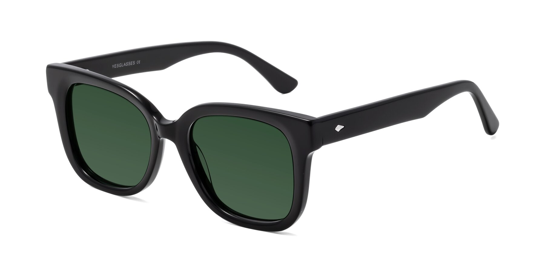 Angle of Bourbon in Black with Green Tinted Lenses