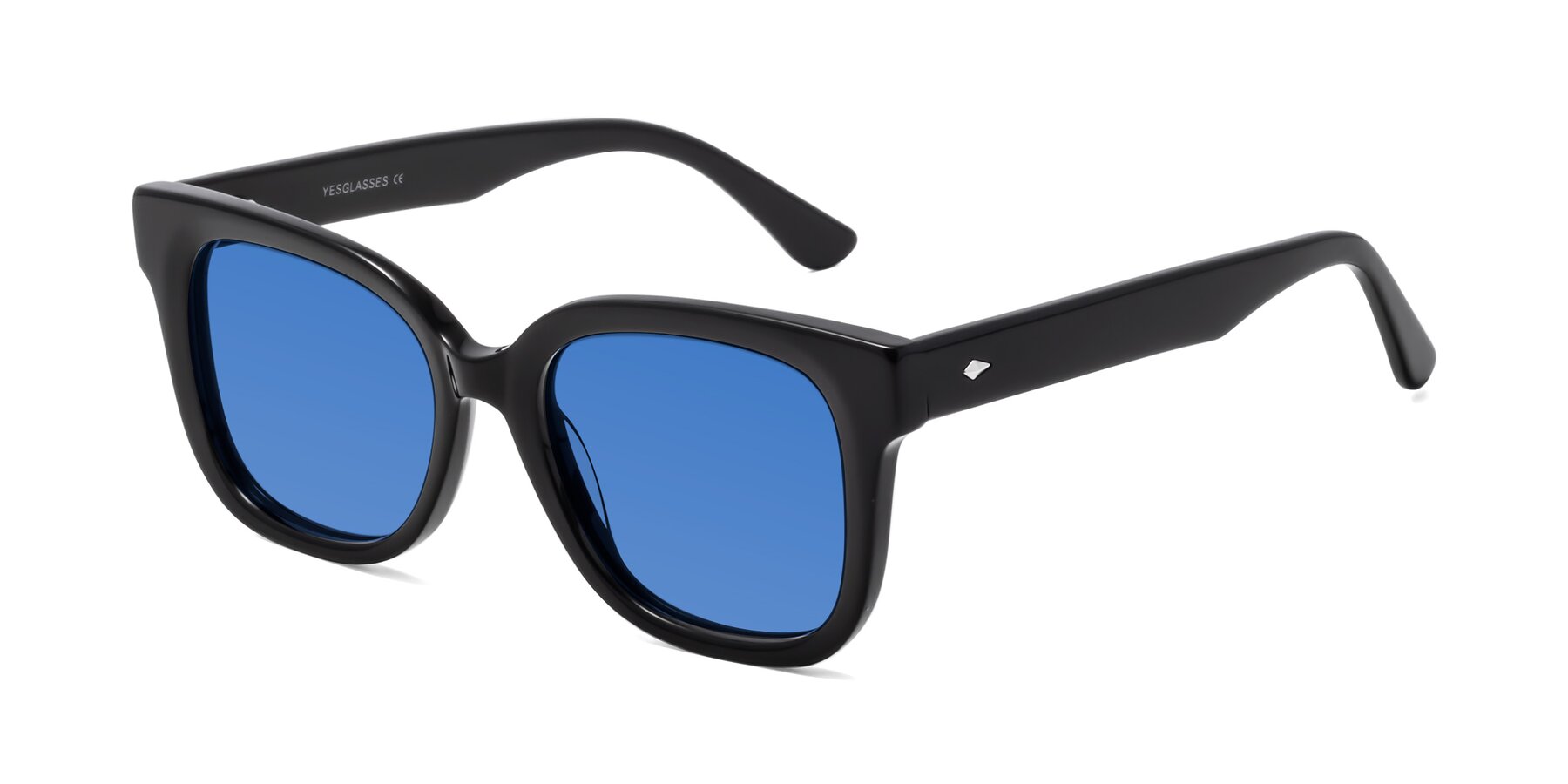 Angle of Bourbon in Black with Blue Tinted Lenses