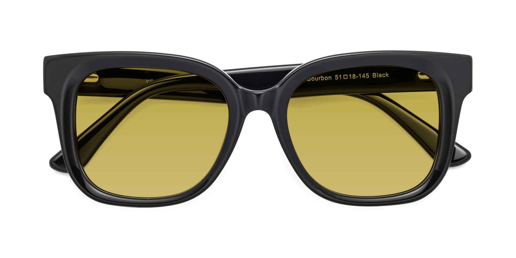 Folded Front of Bourbon in Black with Champagne Tinted Lenses