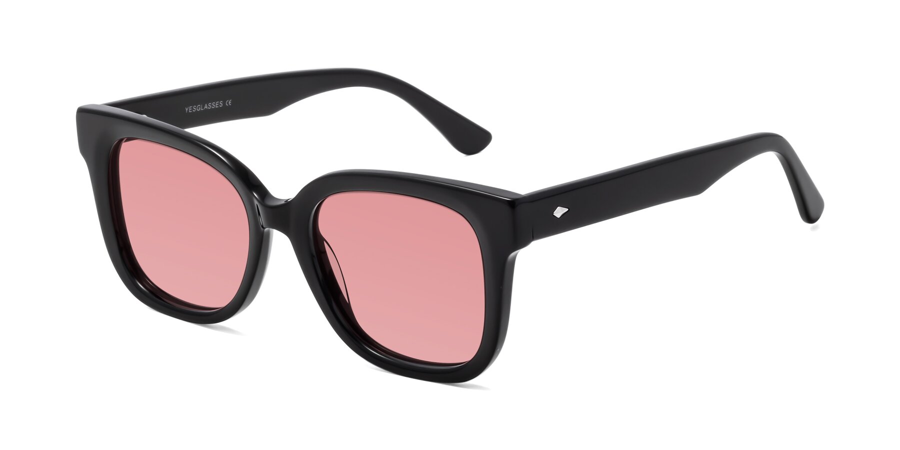 Angle of Bourbon in Black with Medium Garnet Tinted Lenses