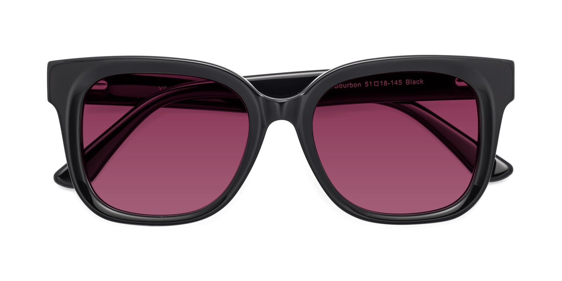 Folded Front of Bourbon in Black with Wine Tinted Lenses