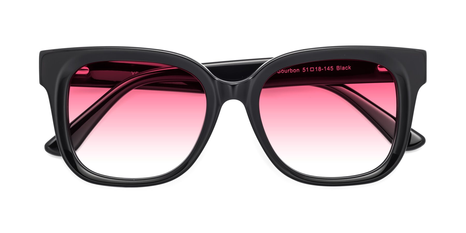 Folded Front of Bourbon in Black with Pink Gradient Lenses