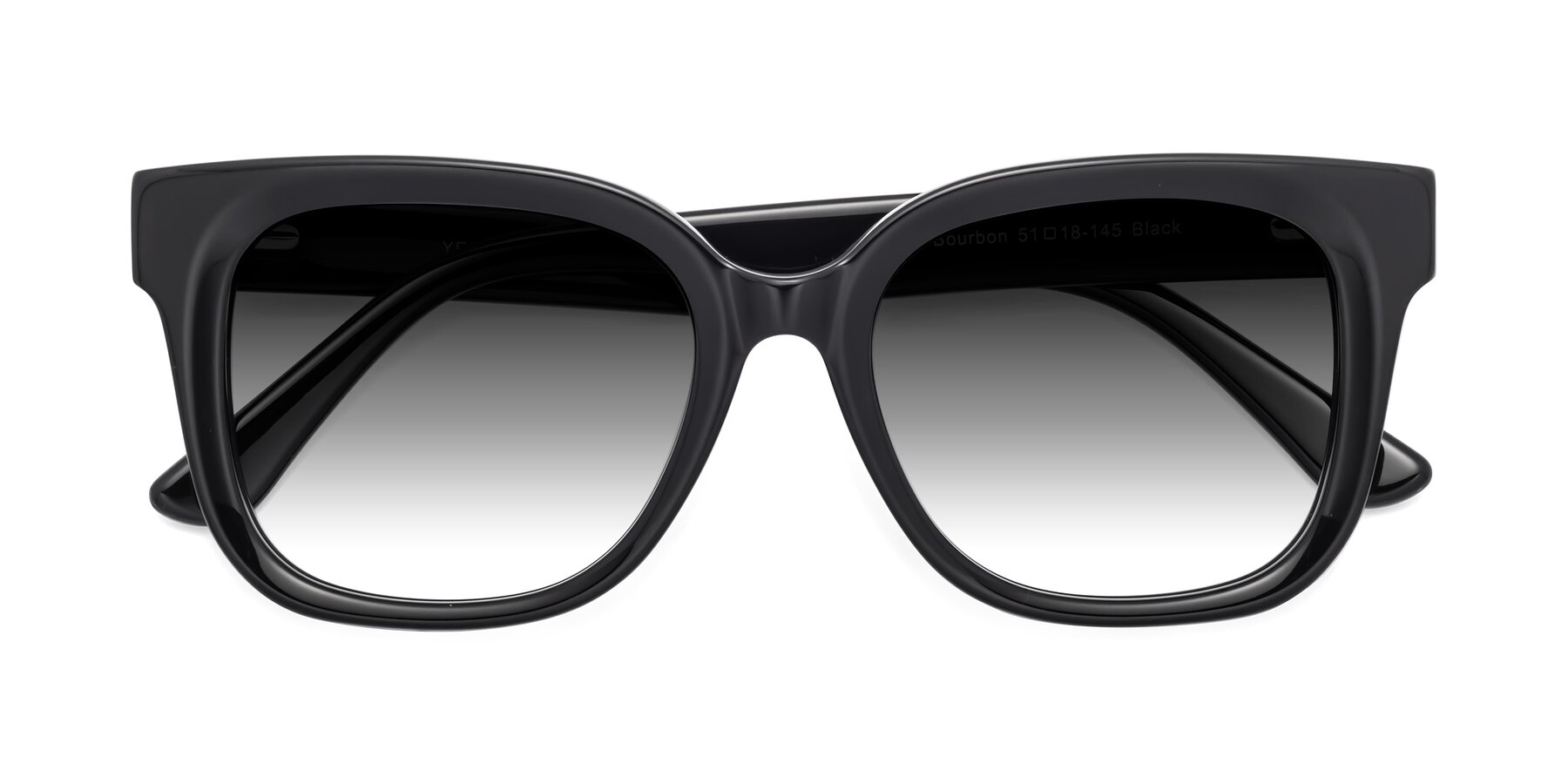 Folded Front of Bourbon in Black with Gray Gradient Lenses