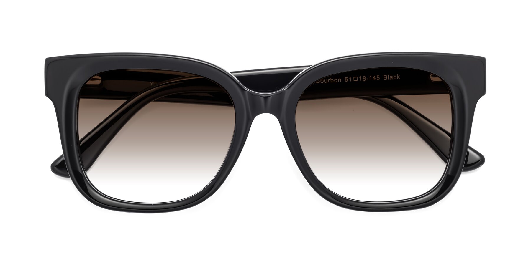 Folded Front of Bourbon in Black with Brown Gradient Lenses