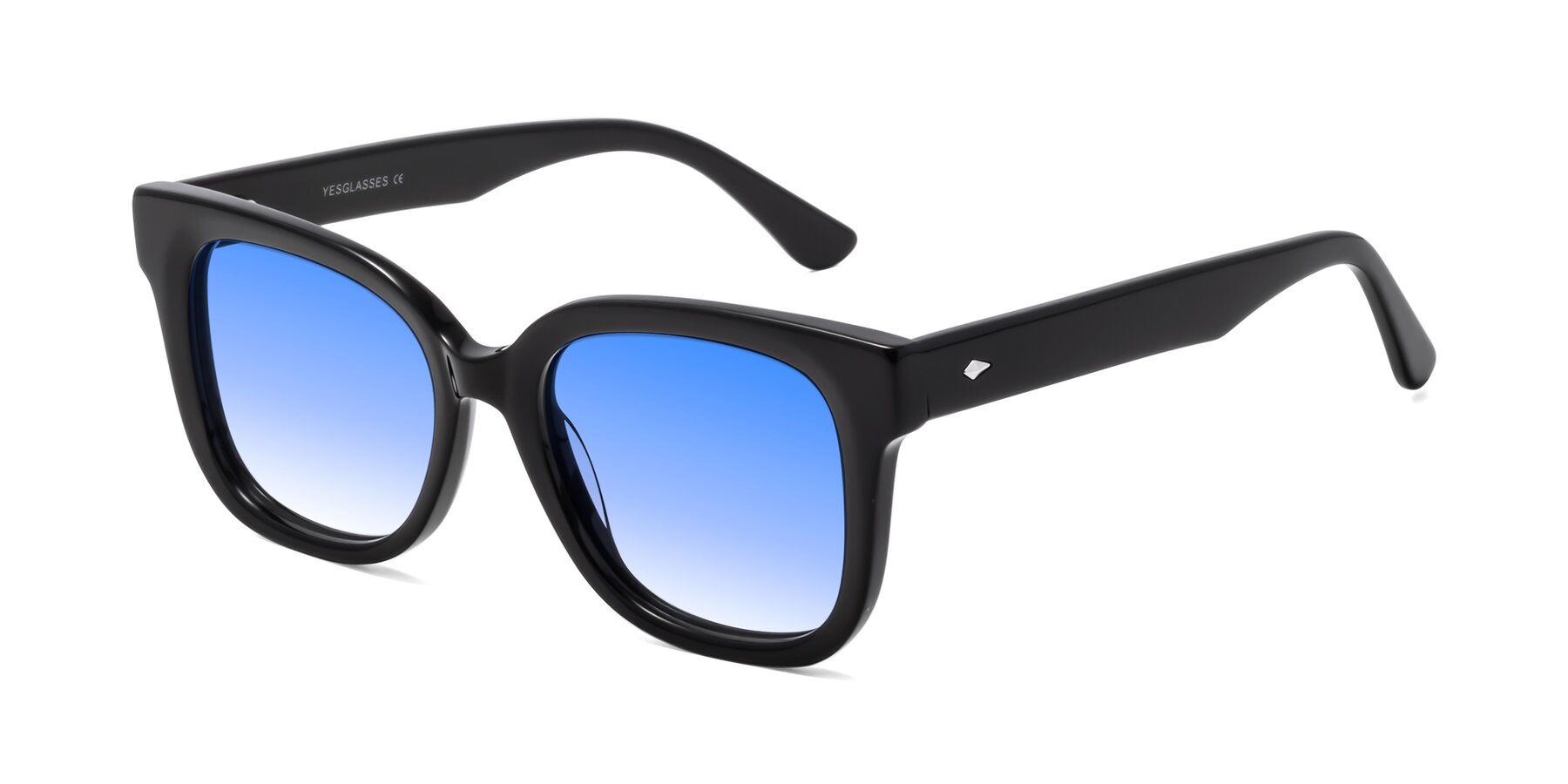 Angle of Bourbon in Black with Blue Gradient Lenses