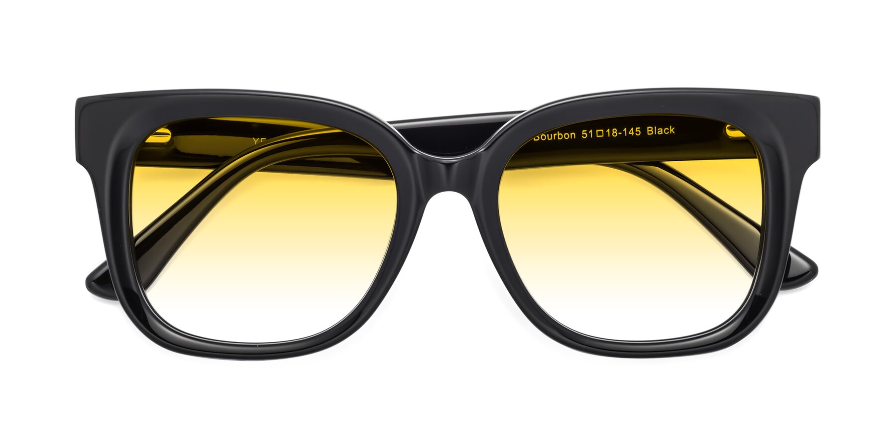 Folded Front of Bourbon in Black with Yellow Gradient Lenses