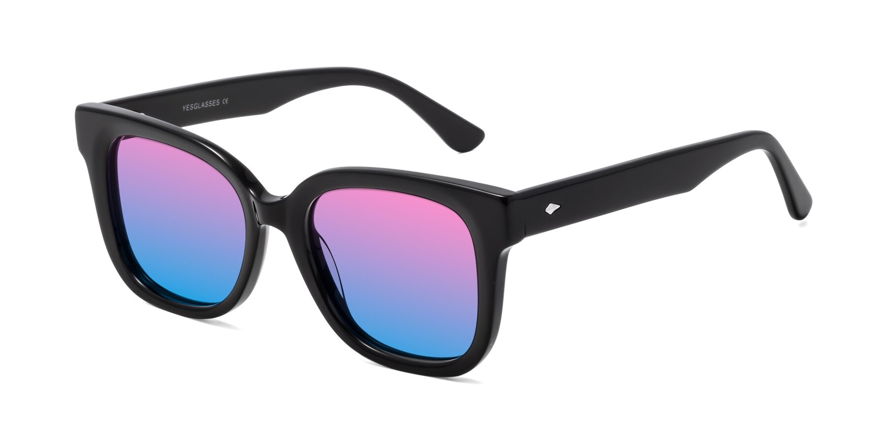 Angle of Bourbon in Black with Pink / Blue Gradient Lenses