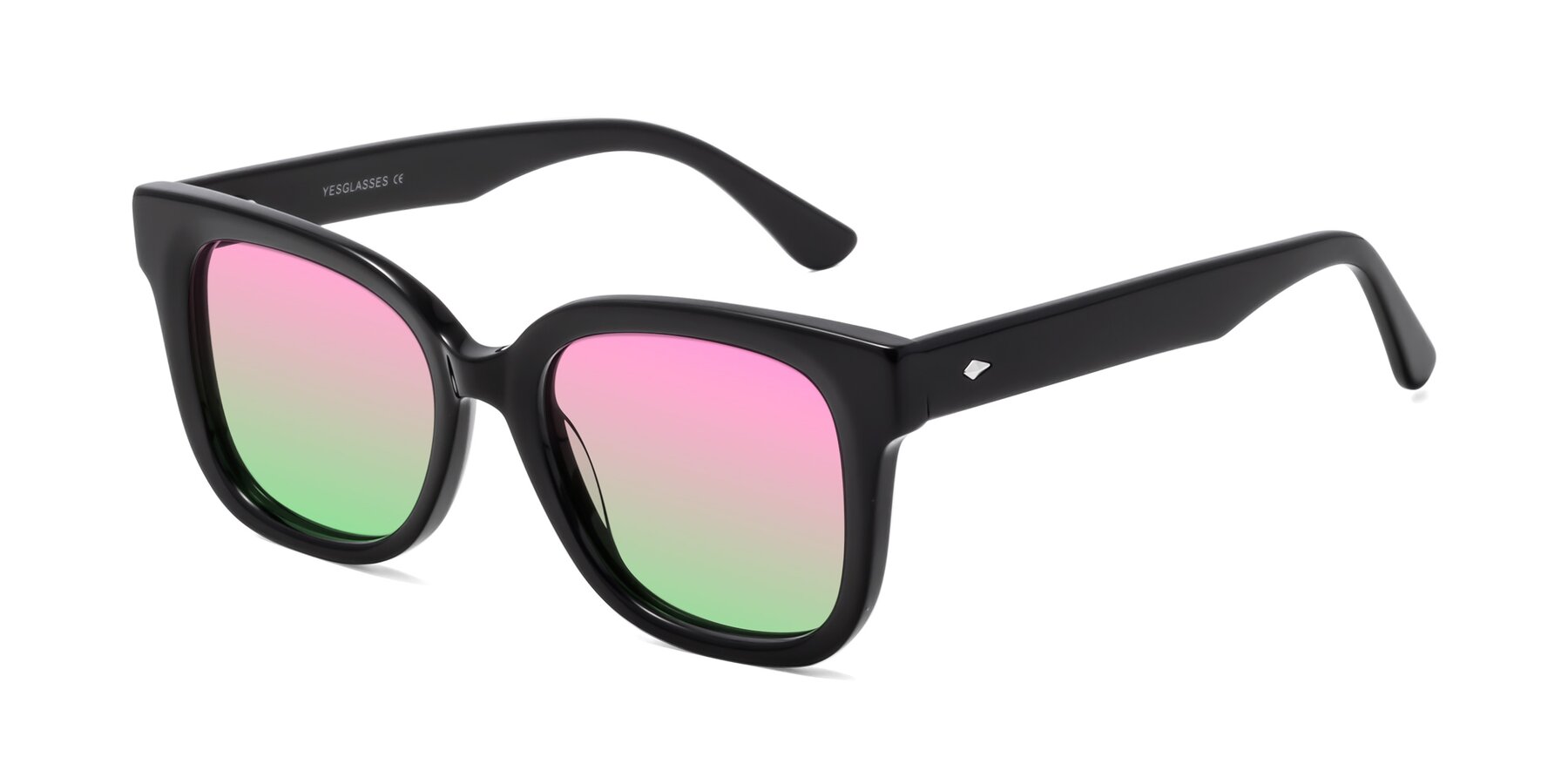 Angle of Bourbon in Black with Pink / Green Gradient Lenses