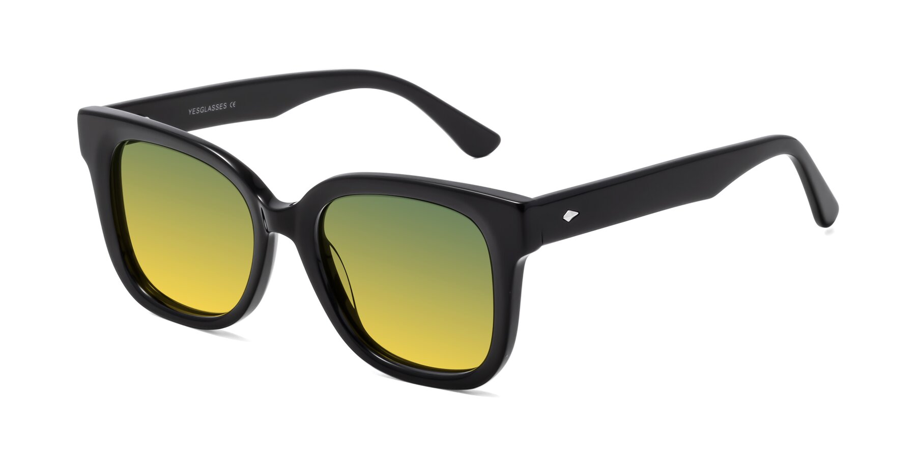 Angle of Bourbon in Black with Green / Yellow Gradient Lenses