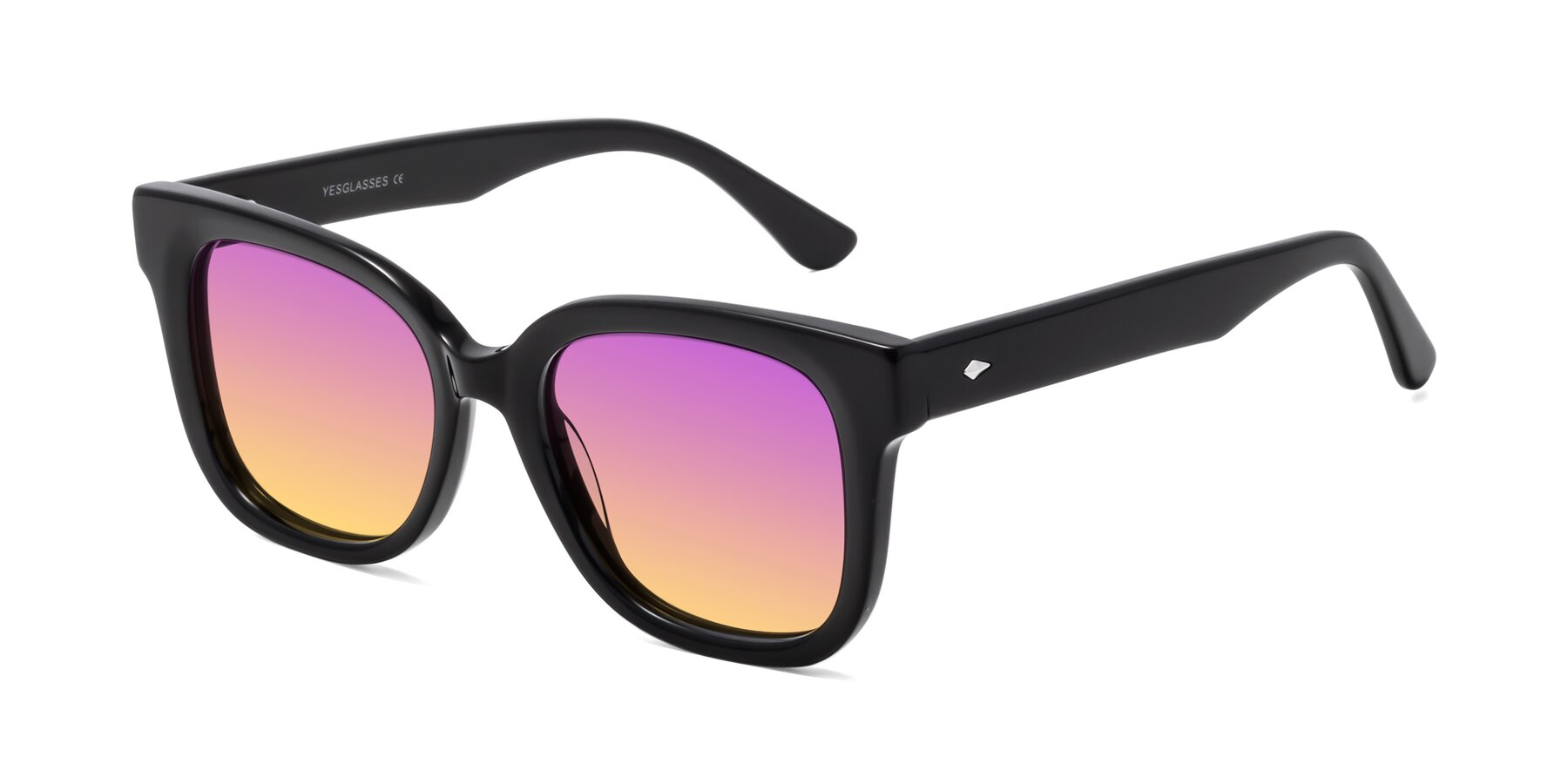 Angle of Bourbon in Black with Purple / Yellow Gradient Lenses