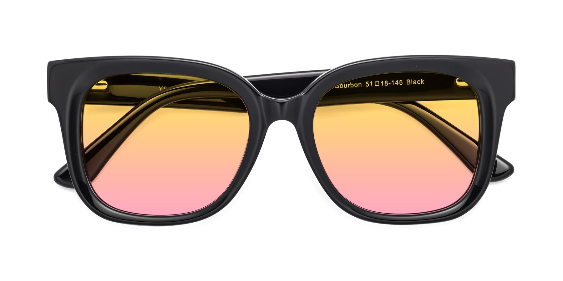Folded Front of Bourbon in Black with Yellow / Pink Gradient Lenses