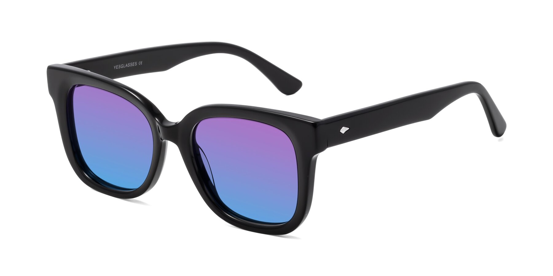 Angle of Bourbon in Black with Purple / Blue Gradient Lenses
