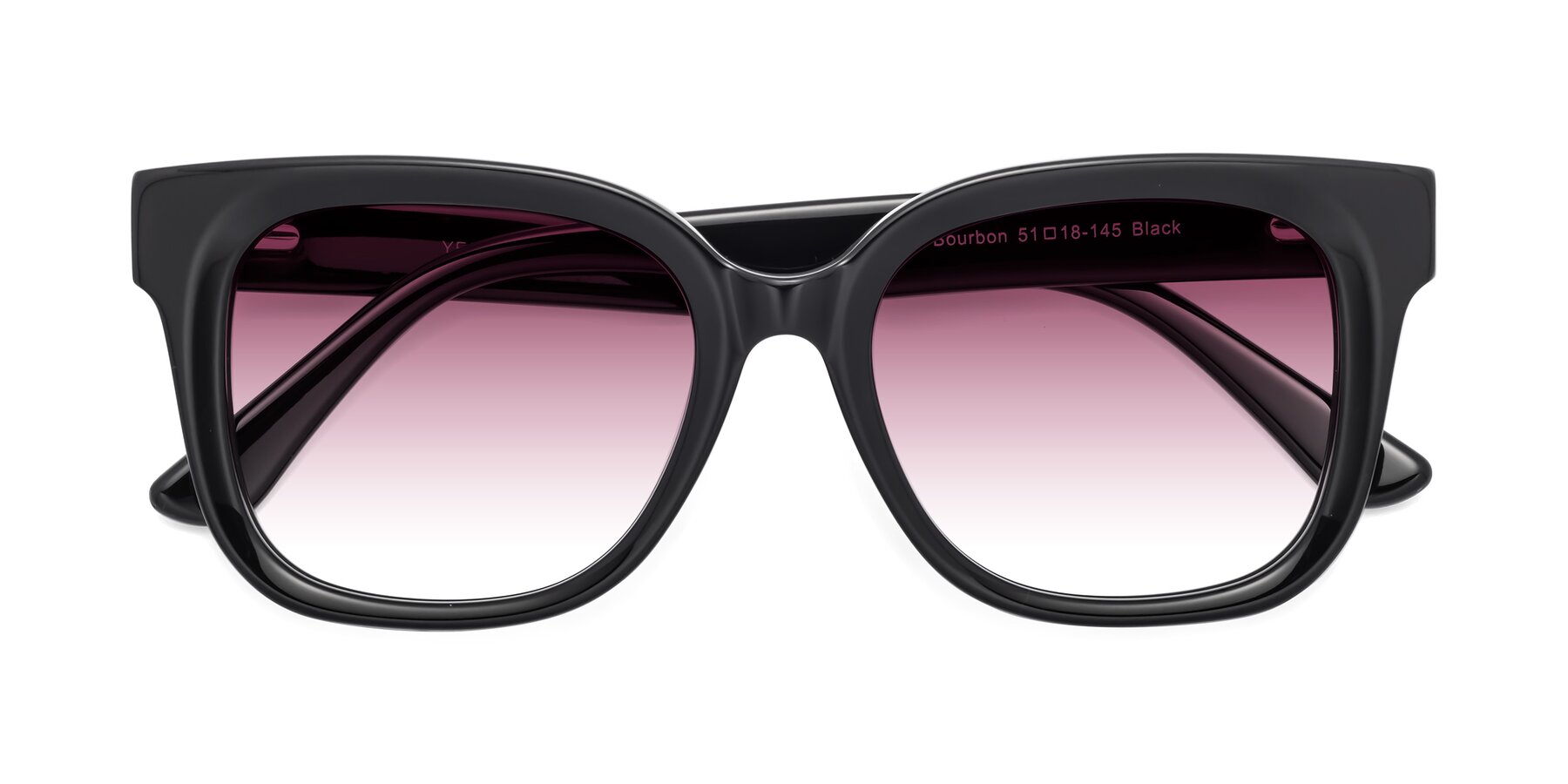 Folded Front of Bourbon in Black with Wine Gradient Lenses