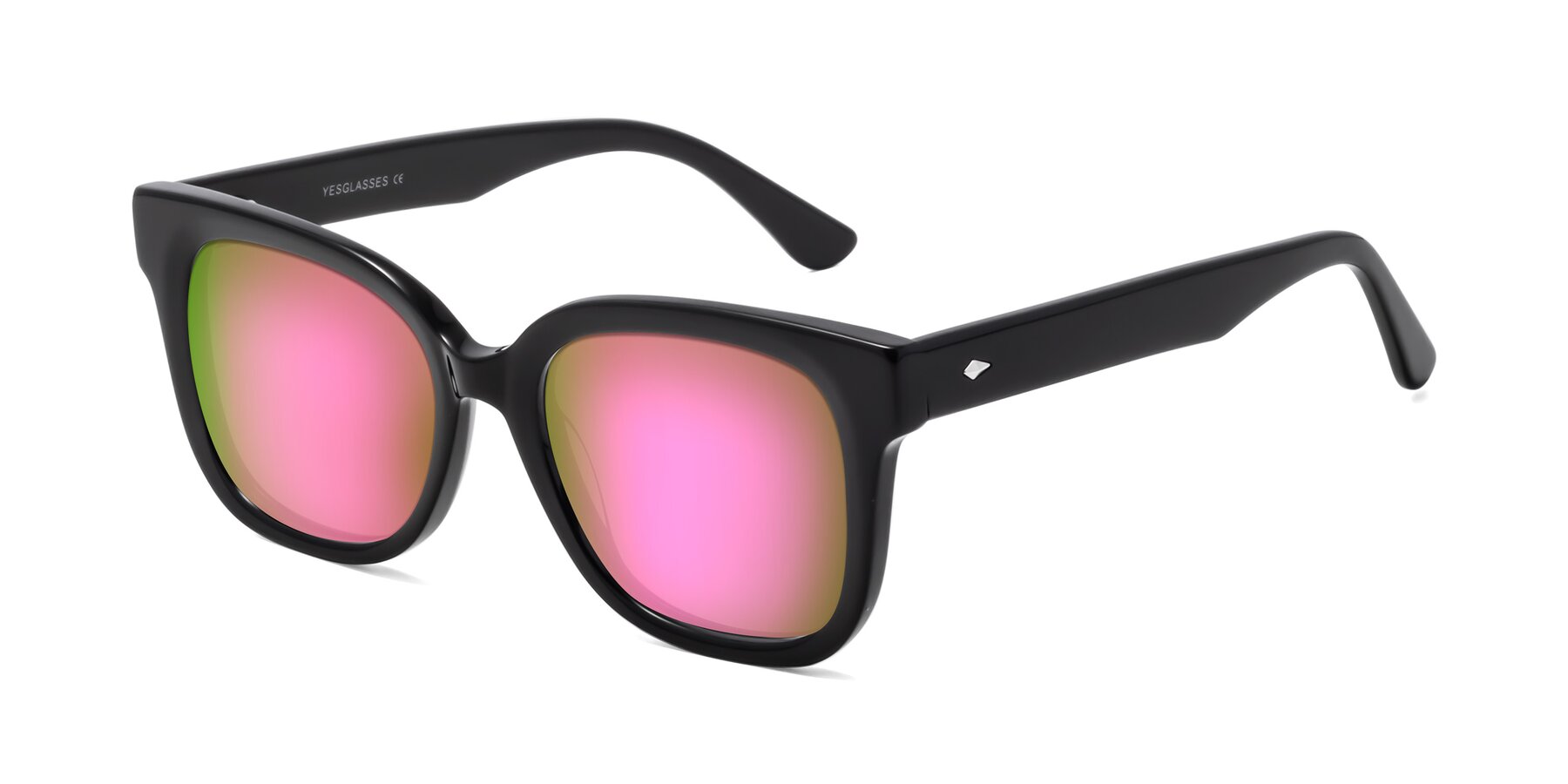 Angle of Bourbon in Black with Pink Mirrored Lenses