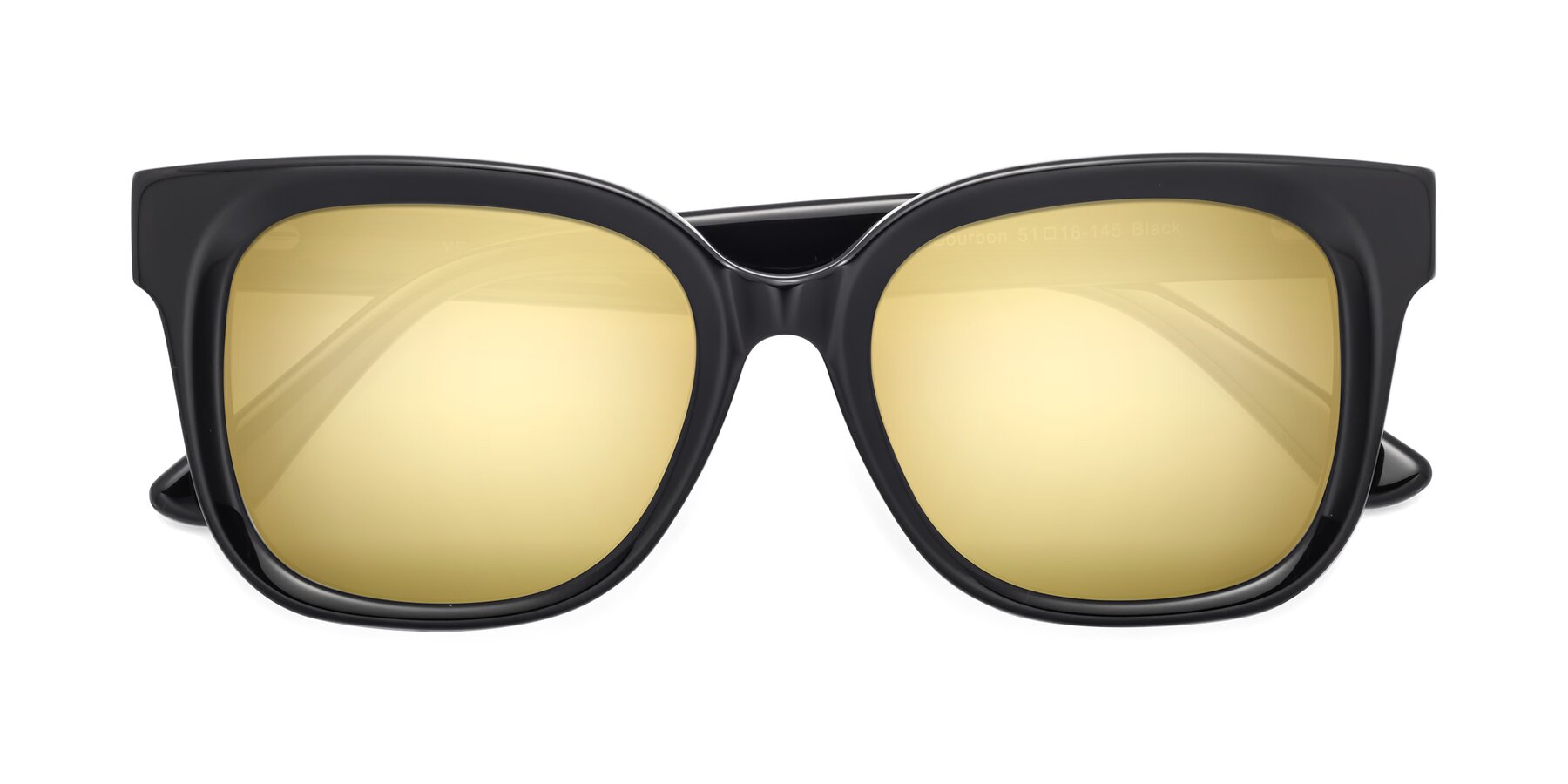 Folded Front of Bourbon in Black with Gold Mirrored Lenses