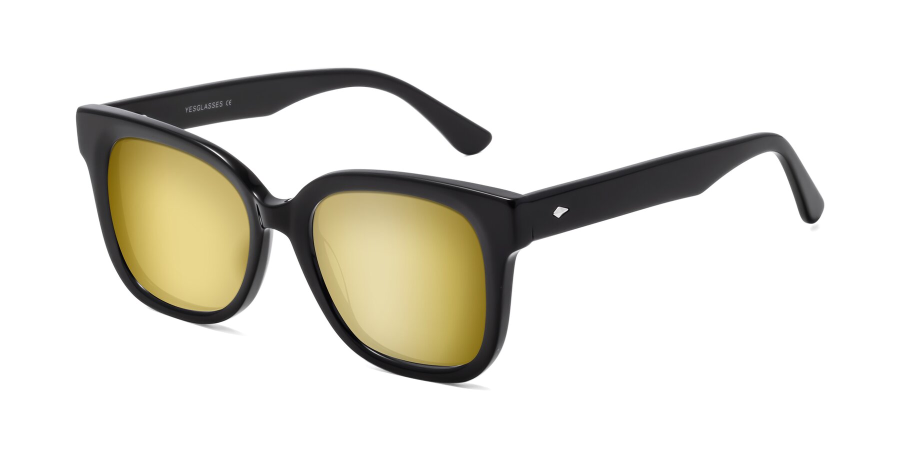Angle of Bourbon in Black with Gold Mirrored Lenses