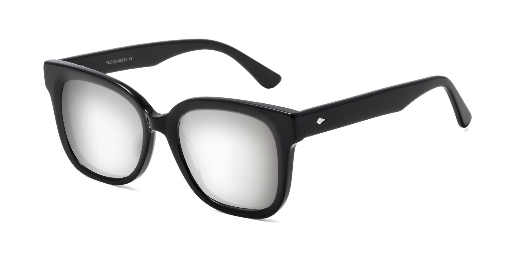 Angle of Bourbon in Black with Silver Mirrored Lenses