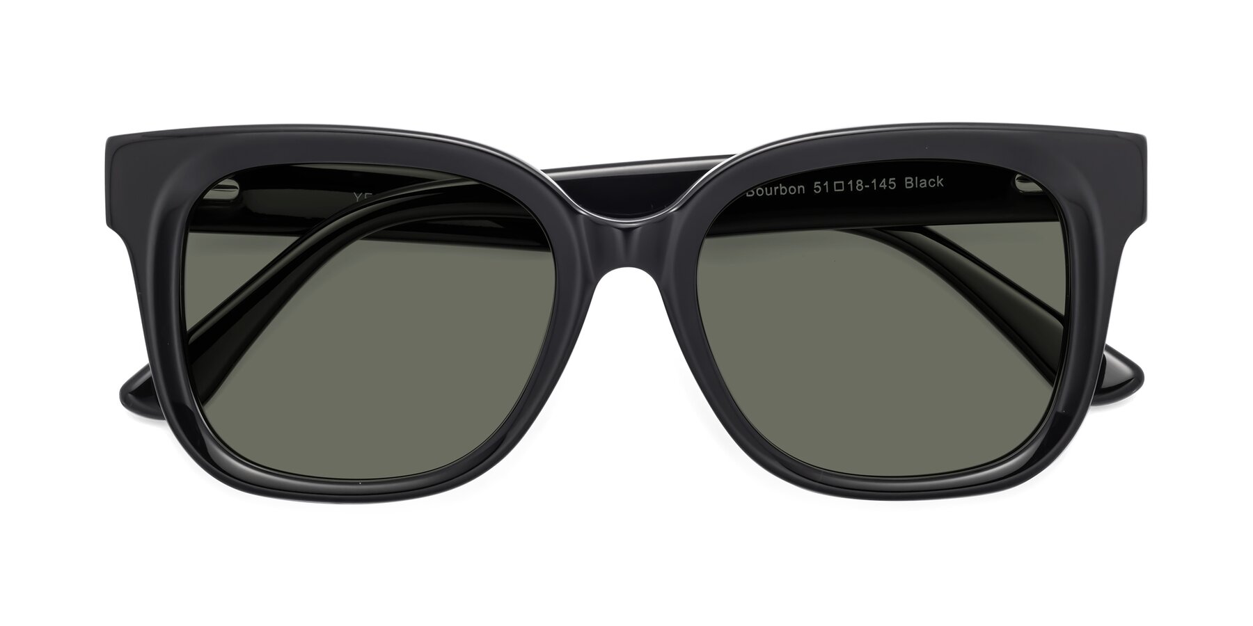 Folded Front of Bourbon in Black with Gray Polarized Lenses