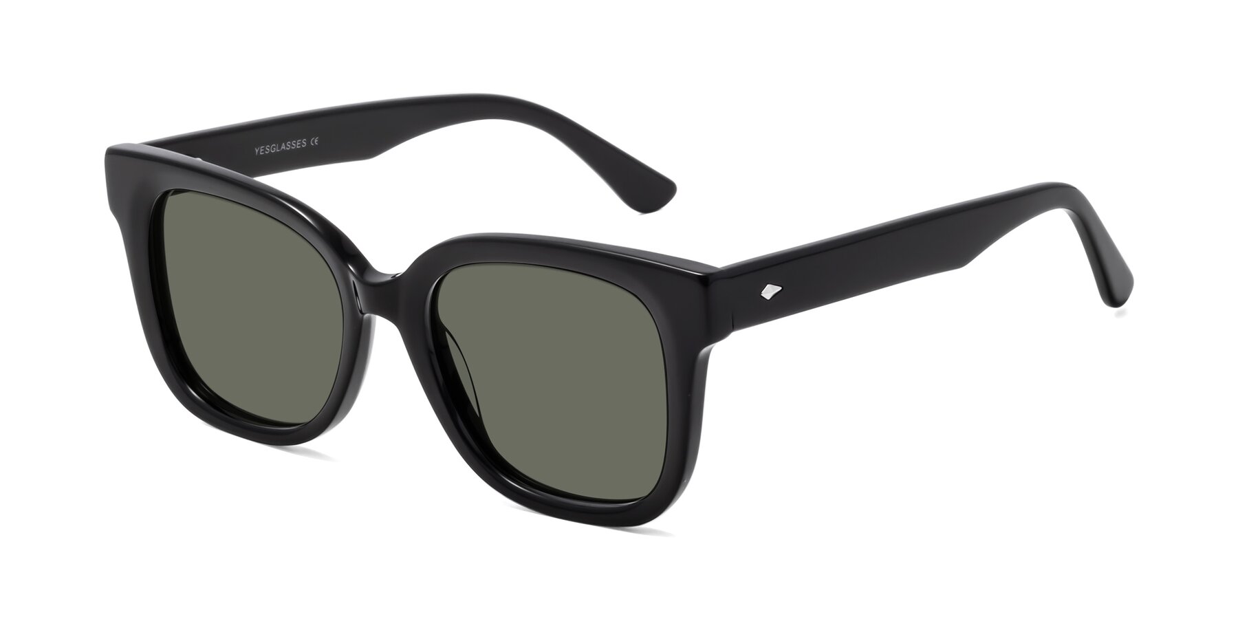 Angle of Bourbon in Black with Gray Polarized Lenses