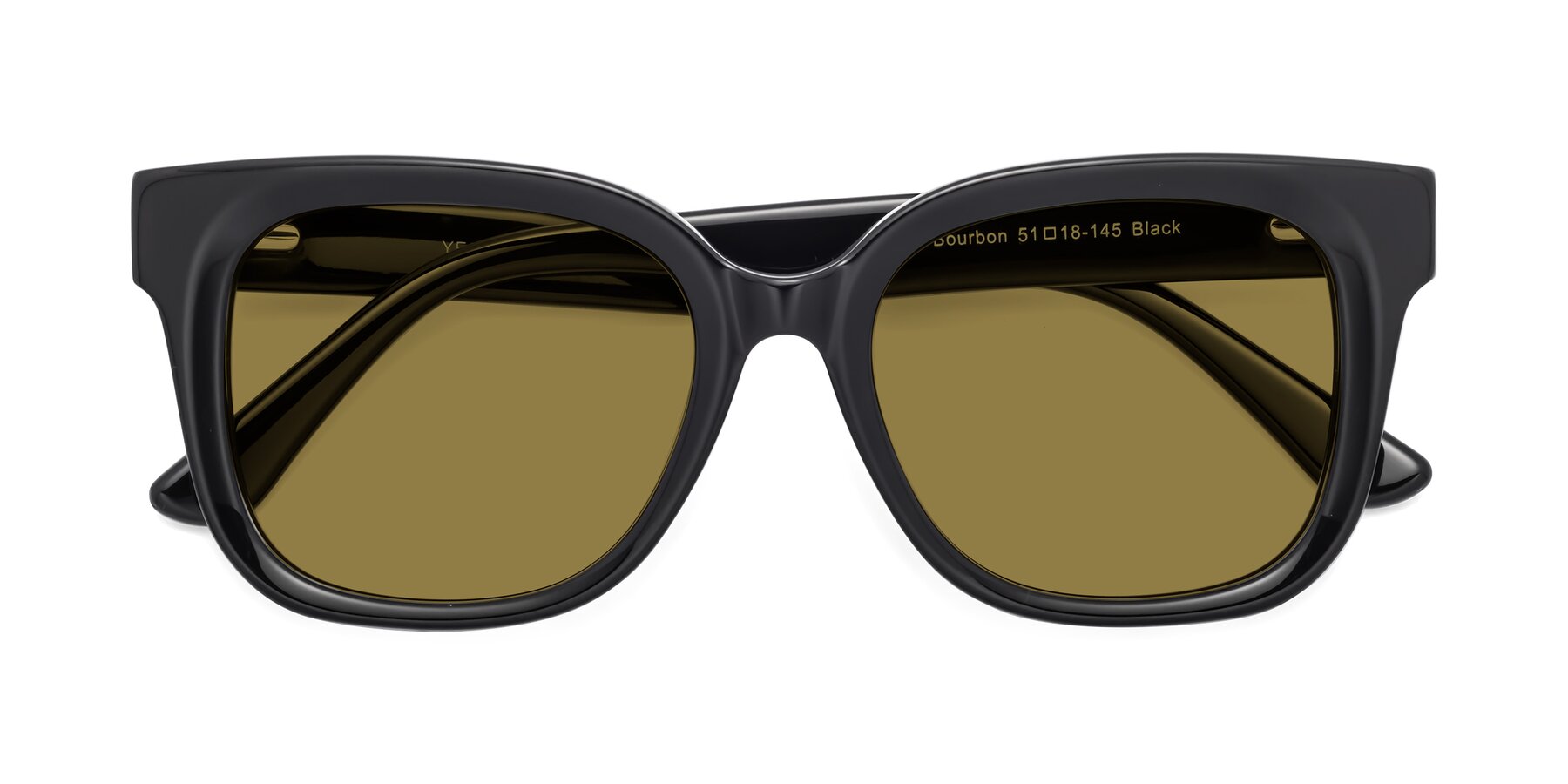 Folded Front of Bourbon in Black with Brown Polarized Lenses