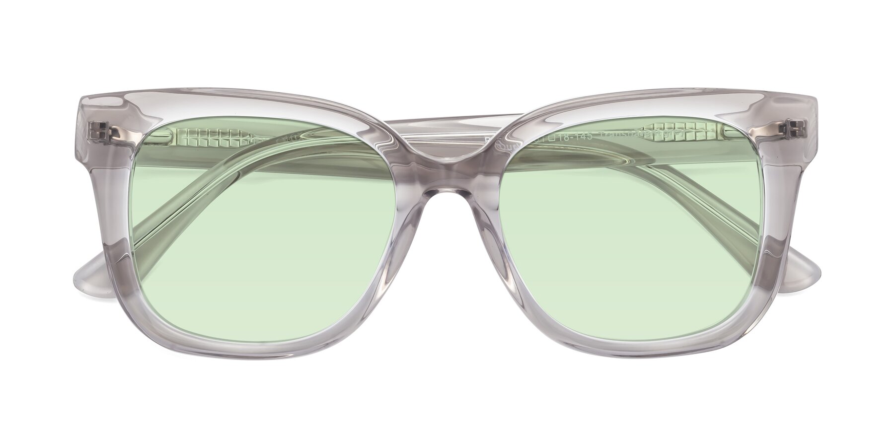 Folded Front of Bourbon in Transparent Gray with Light Green Tinted Lenses